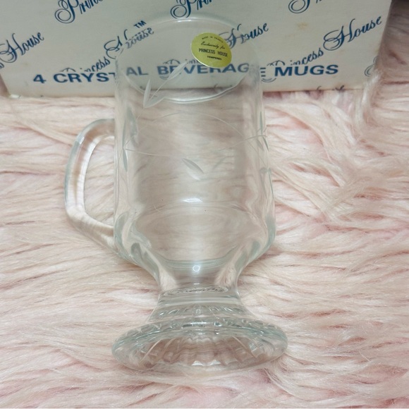 Princess House Heritage Irish Coffee Mugs handled glasses 4 etched footed #504 - Picture 1 of 10
